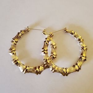 18k Gold Plated Bamboo Hoop Earrings.